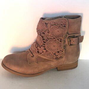 Not Rated - - vintage steampunk buckle brown vegan leather Ankle Bootie